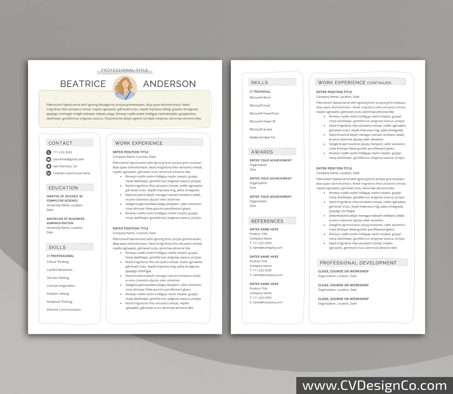 www.cvdesignco.com-Professional Resume Templates for MS Word ima Professional and Simple Resume Templates for MS Word Instant Download