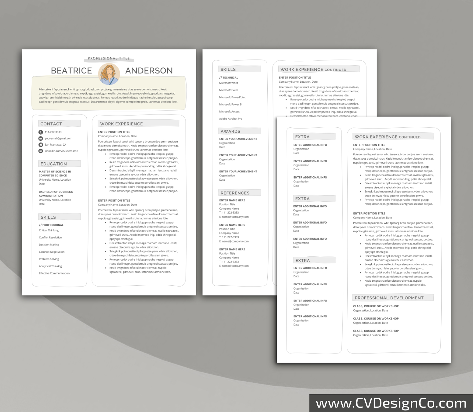 www.cvdesignco.com-Professional Resume Templates for MS Word ima Professional and Simple Resume Templates for MS Word Instant Download