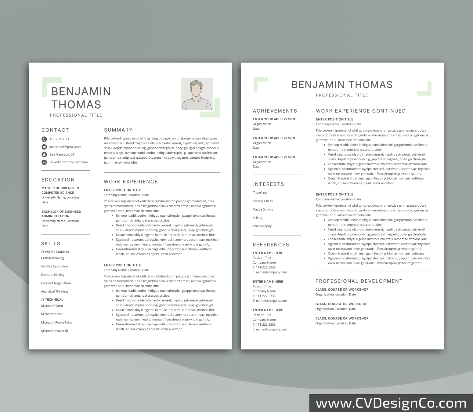 www.cvdesignco.com-Professional Resume Templates for MS Word ima Professional and Simple Resume Templates for MS Word Instant Download