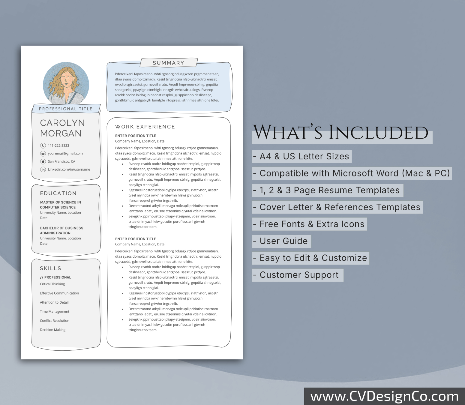 www.cvdesignco.com-Professional Resume Templates for MS Word ima Professional and Simple Resume Templates for MS Word Instant Download