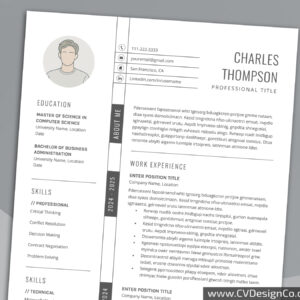 Professional and Simple Resume Templates for MS Word Instant Download