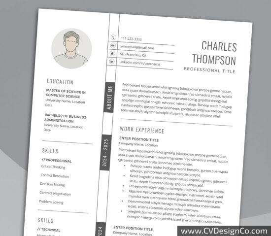 Professional and Simple Resume Templates for MS Word Instant Download