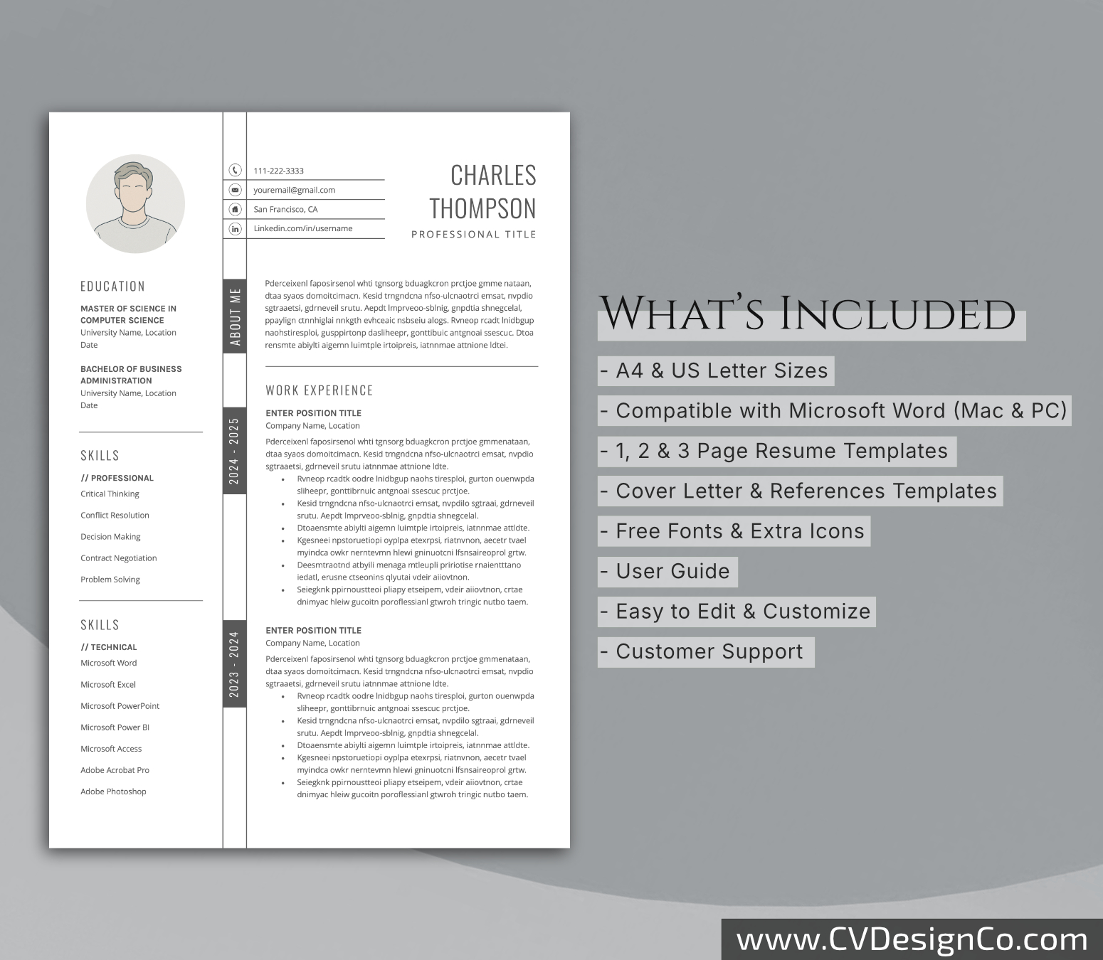 www.cvdesignco.com-Professional Resume Templates for MS Word ima Professional and Simple Resume Templates for MS Word Instant Download