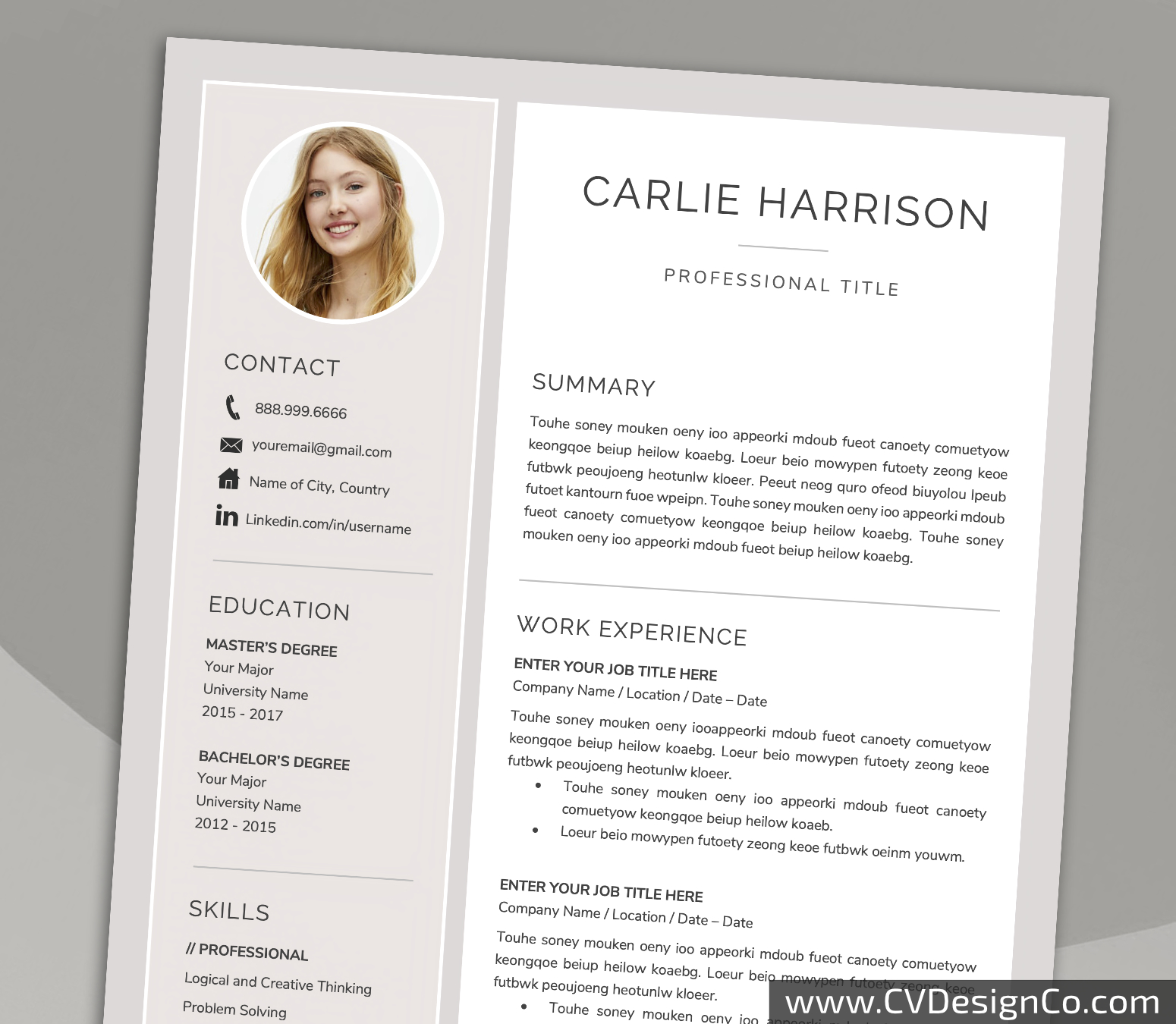 www.cvdesignco.com-Professional Resume Templates for MS Word ima Professional and Simple Resume Templates for MS Word Instant Download