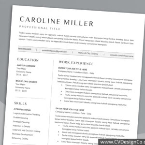 Professional and Simple Resume Templates for MS Word Instant Download