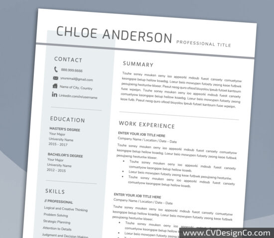 Professional and Simple Resume Templates for MS Word Instant Download