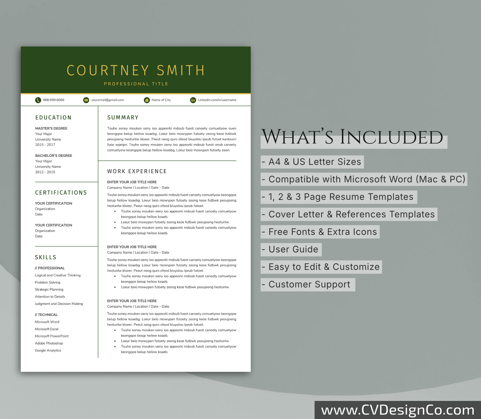 www.cvdesignco.com-Professional Resume Templates for MS Word ima Professional and Simple Resume Templates for MS Word Instant Download