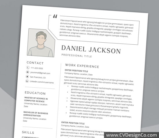 Professional and Simple Resume Templates for MS Word Instant Download