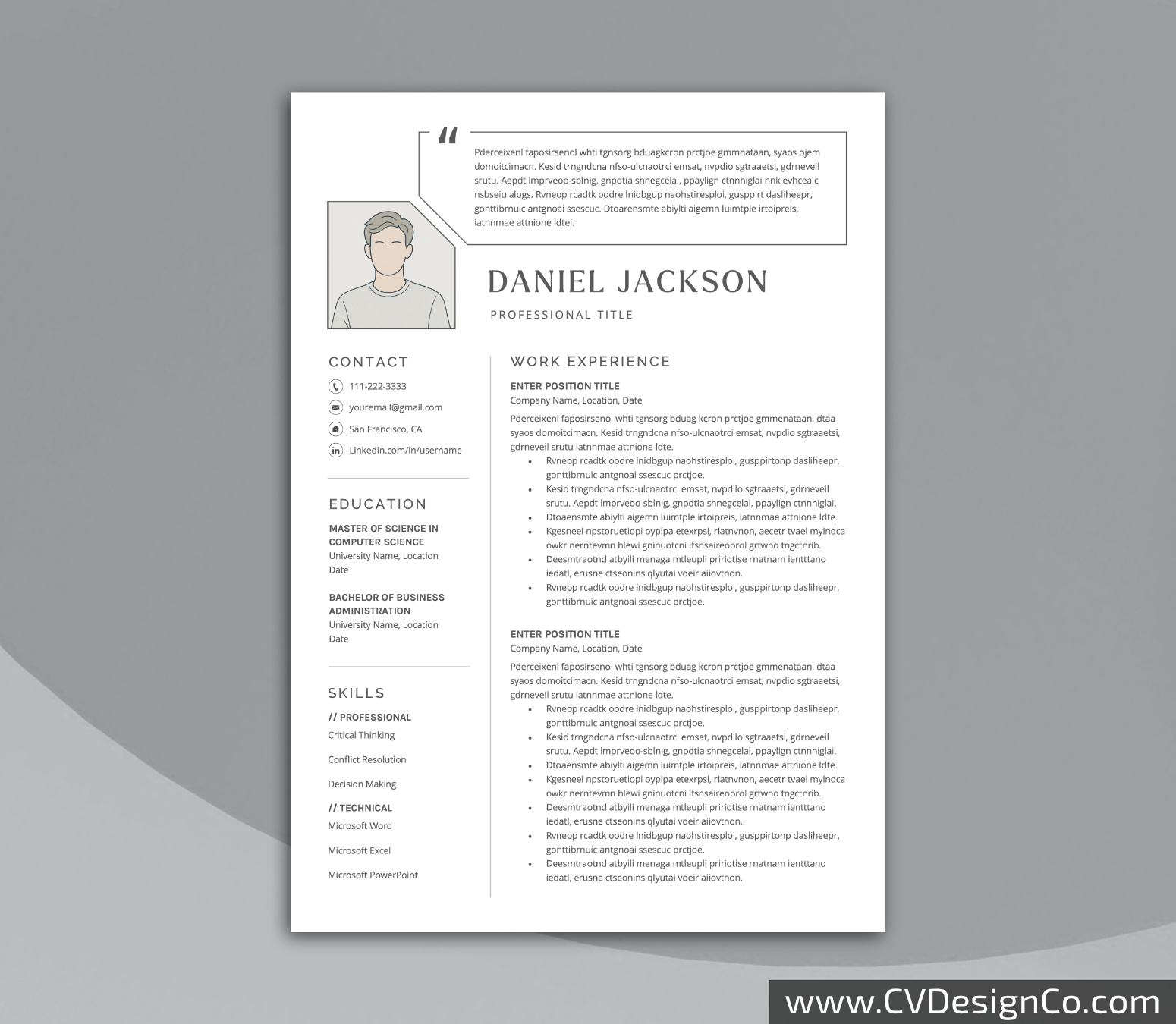 www.cvdesignco.com-Professional Resume Templates for MS Word ima Professional and Simple Resume Templates for MS Word Instant Download