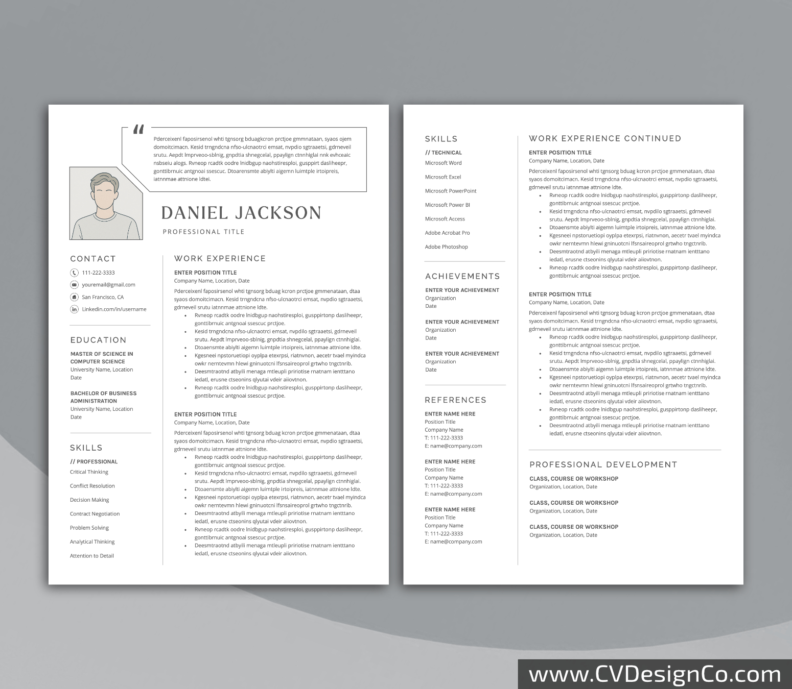 www.cvdesignco.com-Professional Resume Templates for MS Word ima Professional and Simple Resume Templates for MS Word Instant Download