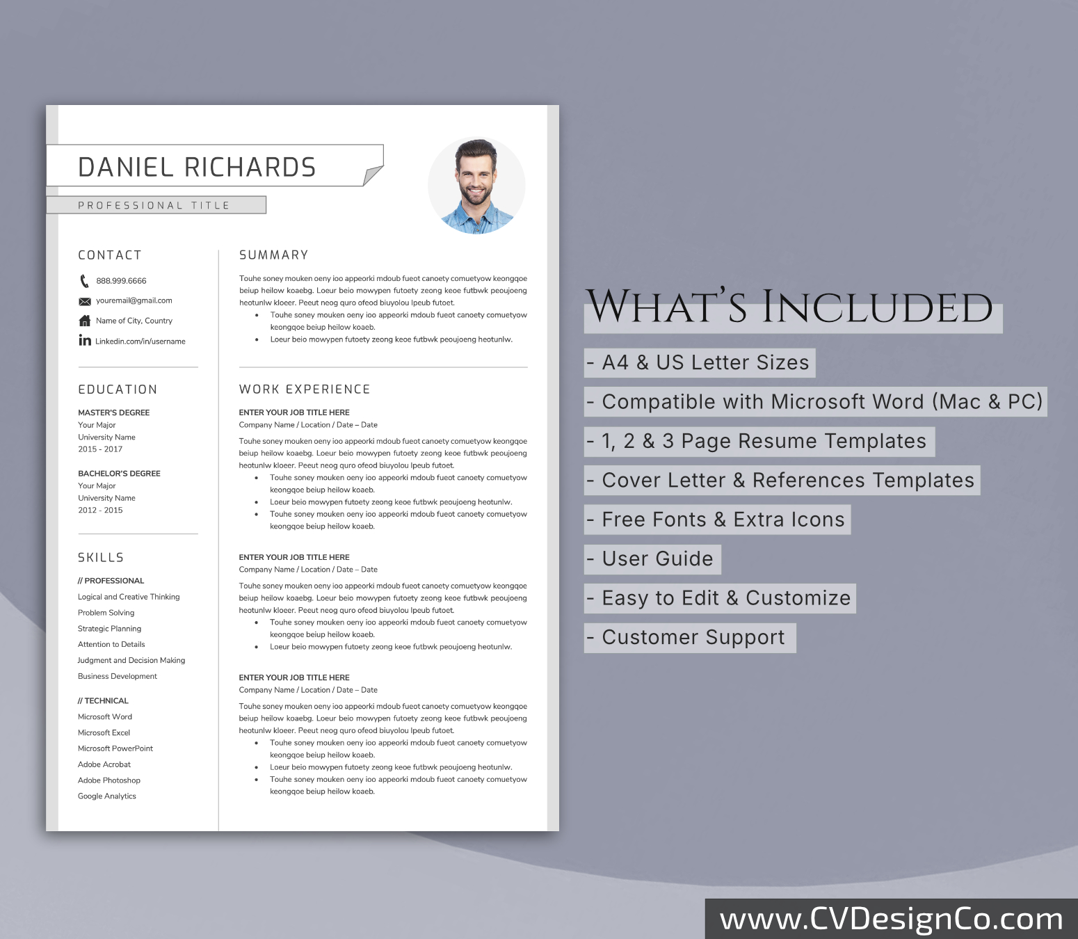 www.cvdesignco.com-Professional Resume Templates for MS Word ima Professional and Simple Resume Templates for MS Word Instant Download