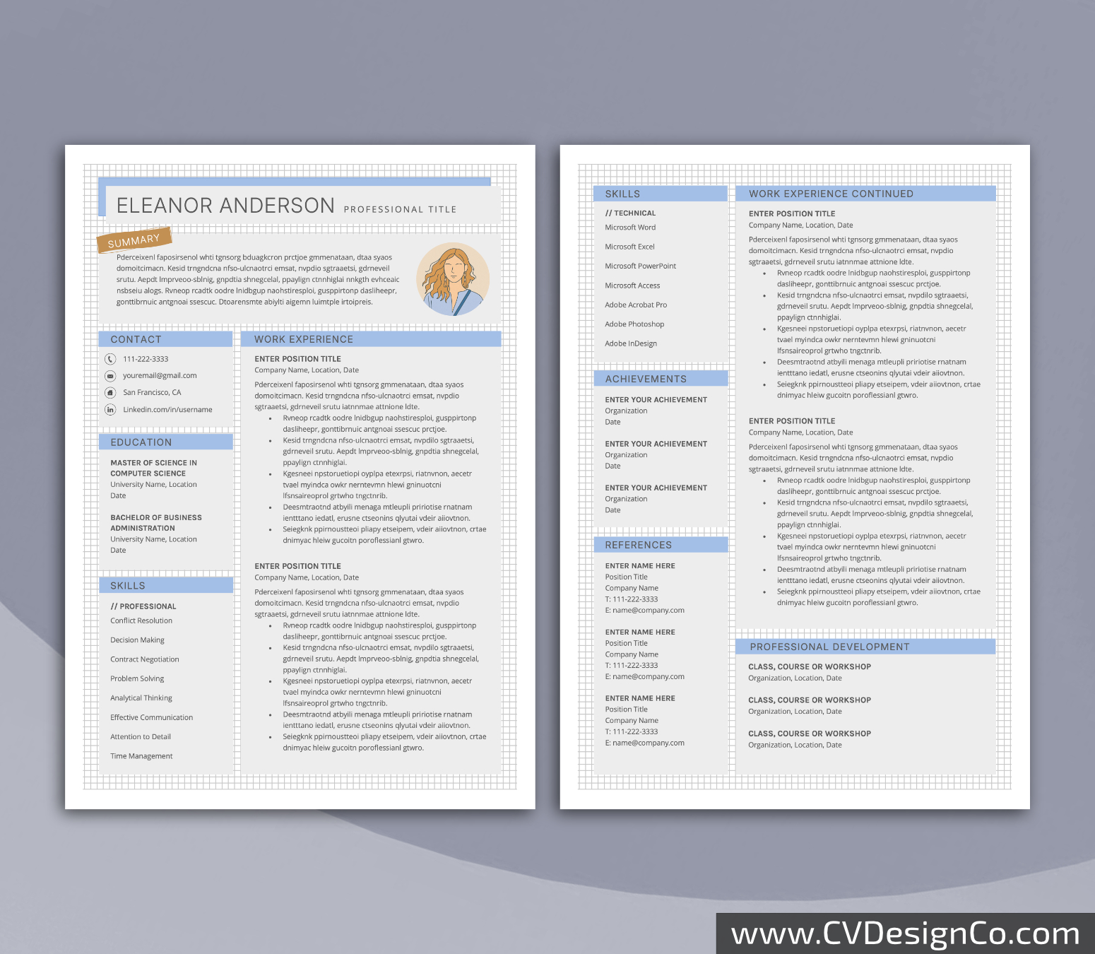 www.cvdesignco.com-Professional Resume Templates for MS Word ima Professional and Simple Resume Templates for MS Word Instant Download