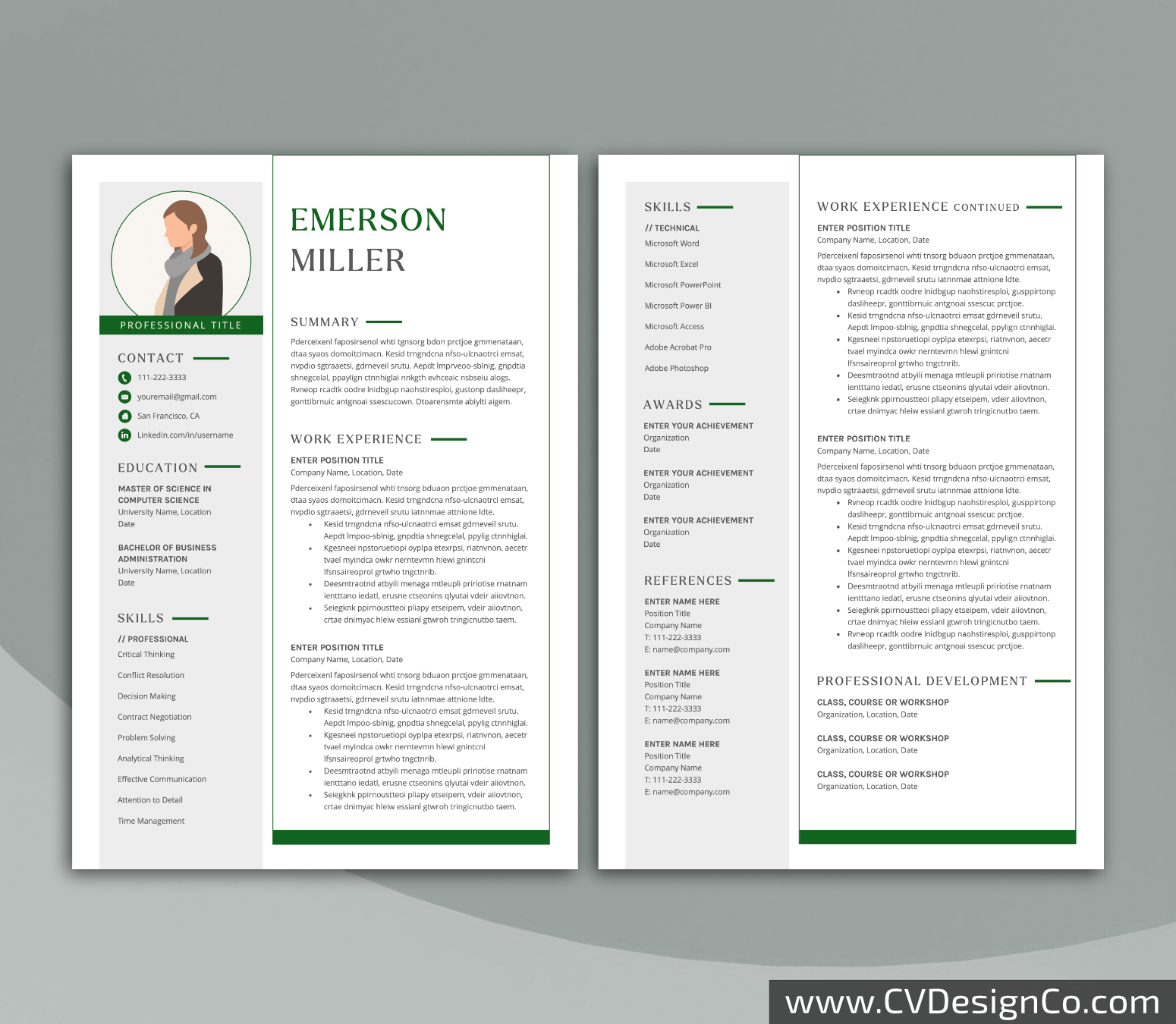 www.cvdesignco.com-Professional Resume Templates for MS Word ima Professional and Simple Resume Templates for MS Word Instant Download