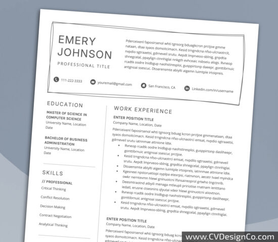 Professional and Simple Resume Templates for MS Word Instant Download