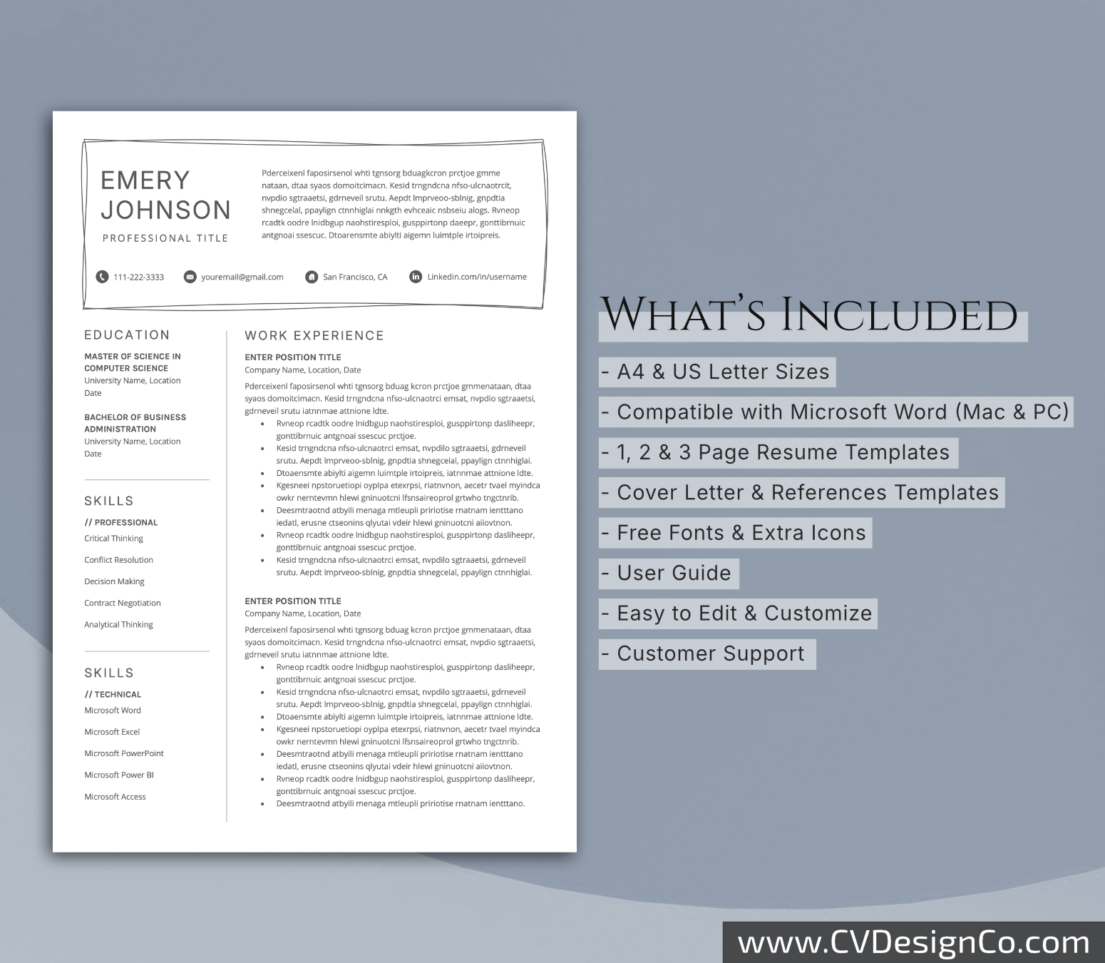www.cvdesignco.com-Professional Resume Templates for MS Word ima Professional and Simple Resume Templates for MS Word Instant Download