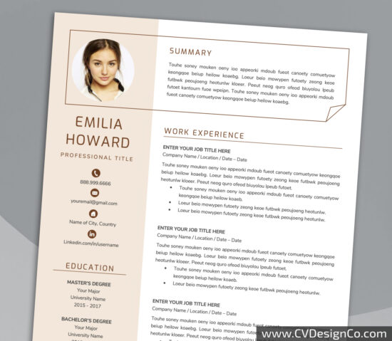Professional and Simple Resume Templates for MS Word Instant Download