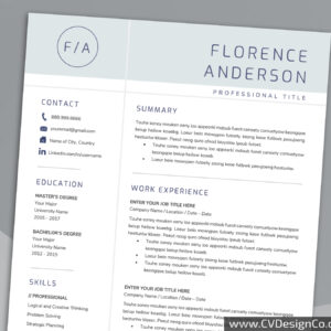 Professional and Simple Resume Templates for MS Word Instant Download