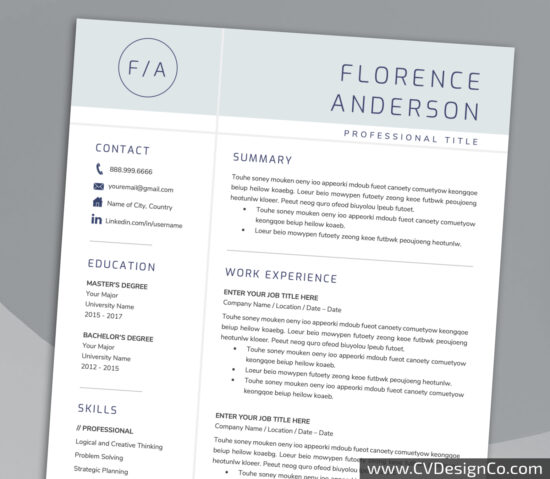 Professional and Simple Resume Templates for MS Word Instant Download