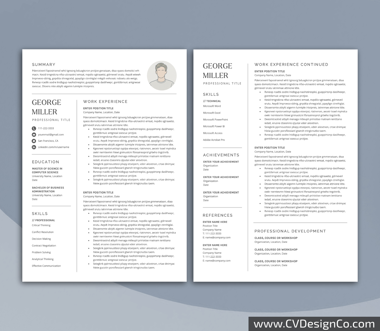 www.cvdesignco.com-Professional Resume Templates for MS Word ima Professional and Simple Resume Templates for MS Word Instant Download