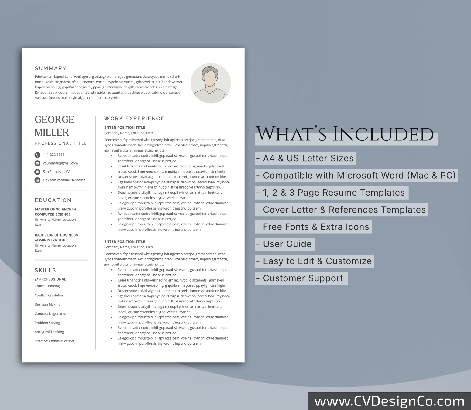 www.cvdesignco.com-Professional Resume Templates for MS Word ima Professional and Simple Resume Templates for MS Word Instant Download