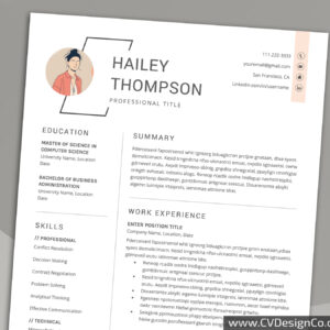 Professional and Simple Resume Templates for MS Word Instant Download