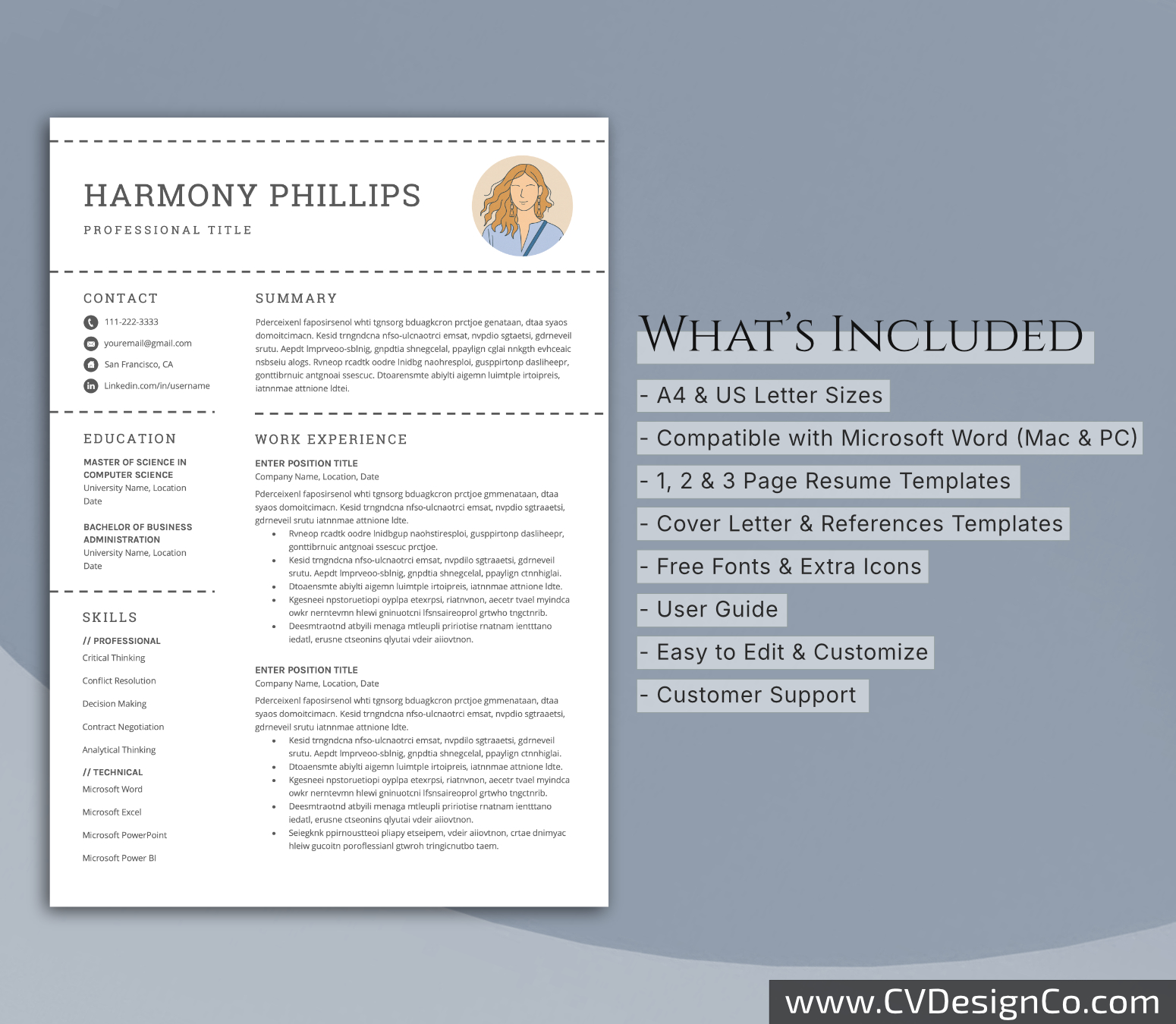 www.cvdesignco.com-Professional Resume Templates for MS Word ima Professional and Simple Resume Templates for MS Word Instant Download