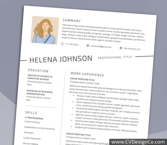 Professional and Simple Resume Templates for MS Word Instant Download