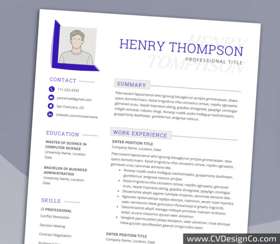 Professional and Simple Resume Templates for MS Word Instant Download