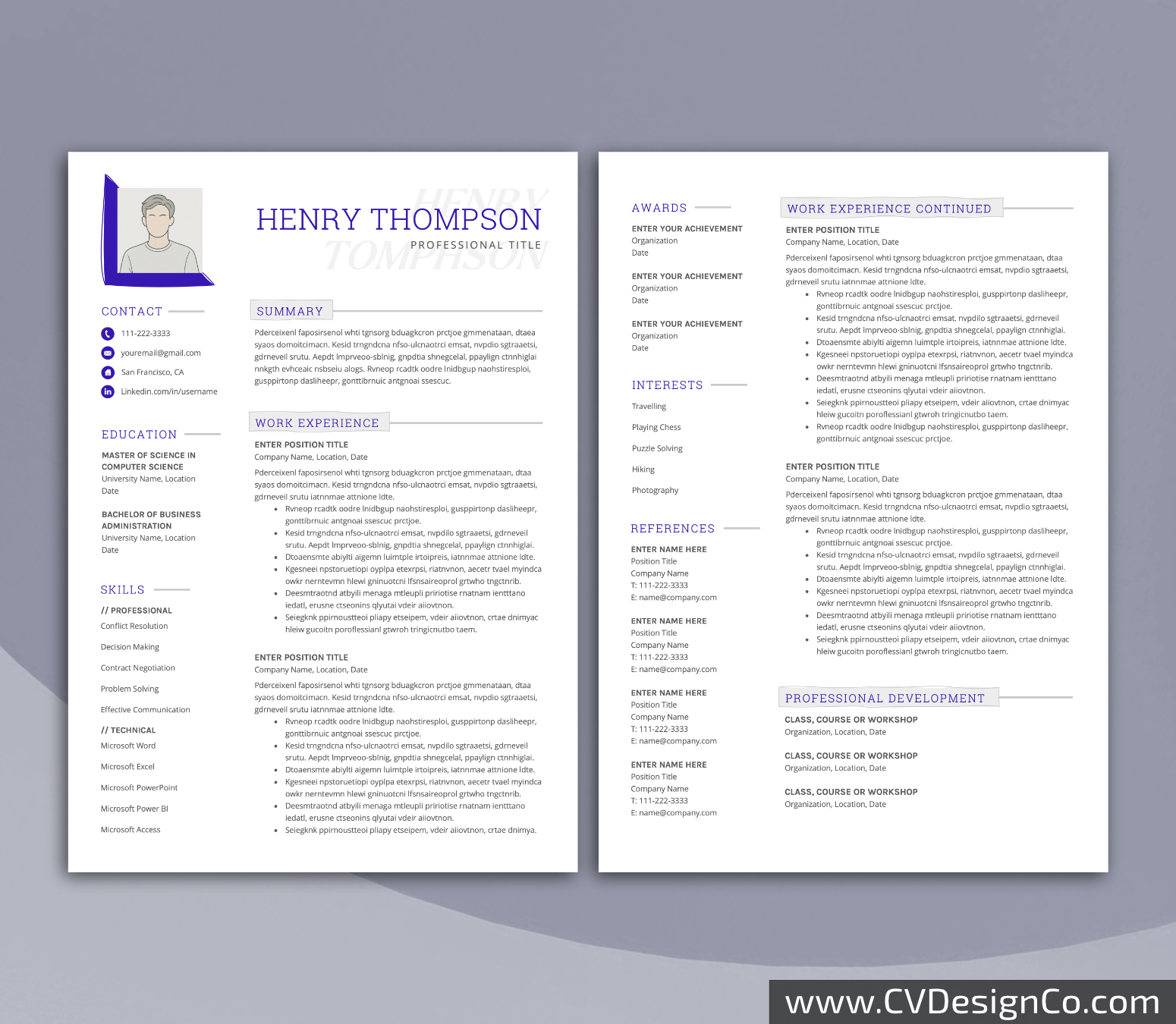 www.cvdesignco.com-Professional Resume Templates for MS Word ima Professional and Simple Resume Templates for MS Word Instant Download