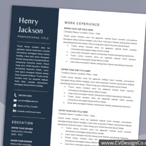 Professional and Simple Resume Templates for MS Word Instant Download