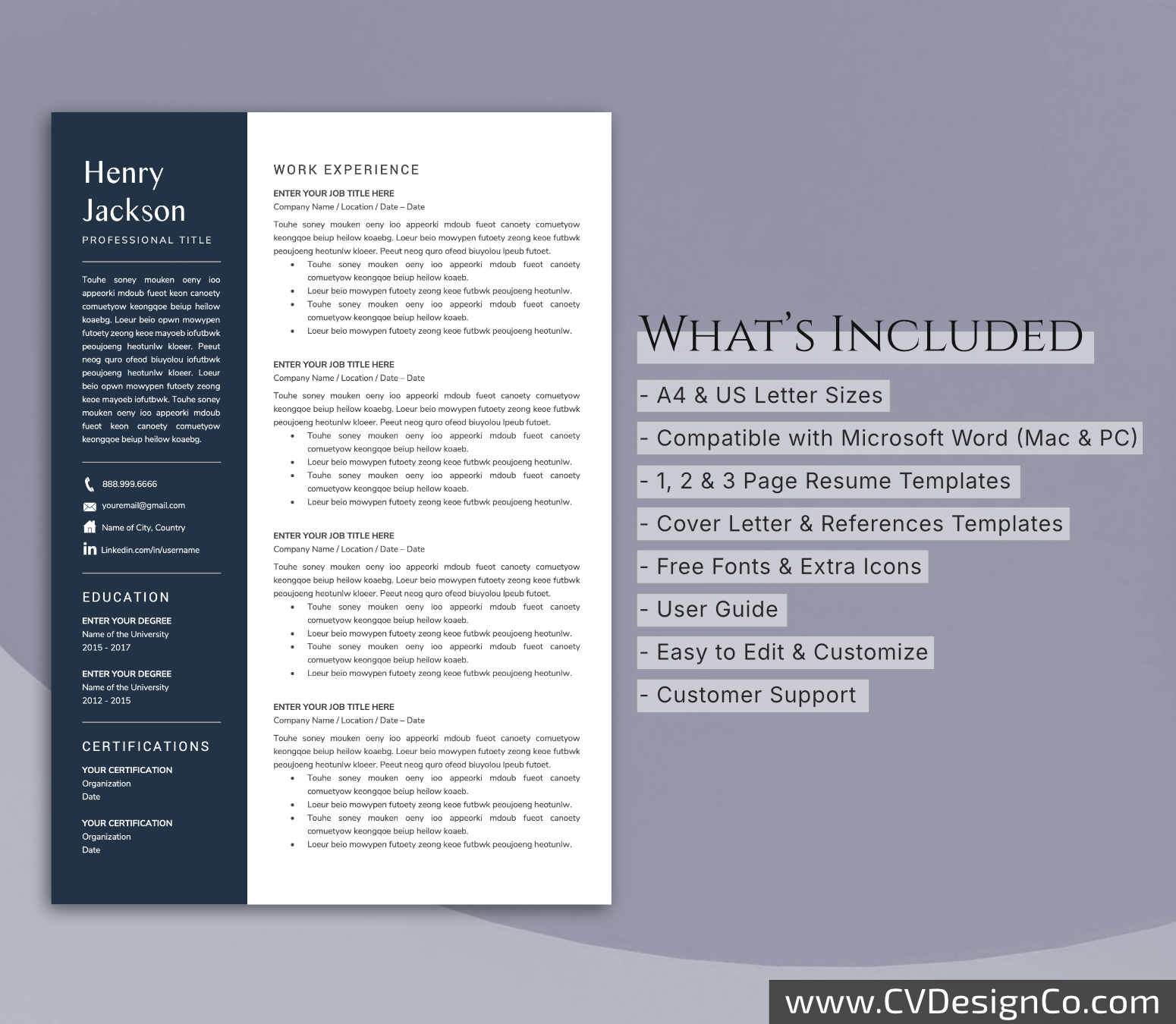 www.cvdesignco.com-Professional Resume Templates for MS Word ima Professional and Simple Resume Templates for MS Word Instant Download