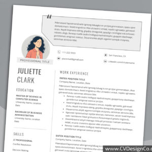 Professional and Simple Resume Templates for MS Word Instant Download