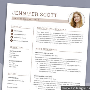 Professional and Simple Resume Templates for MS Word Instant Download