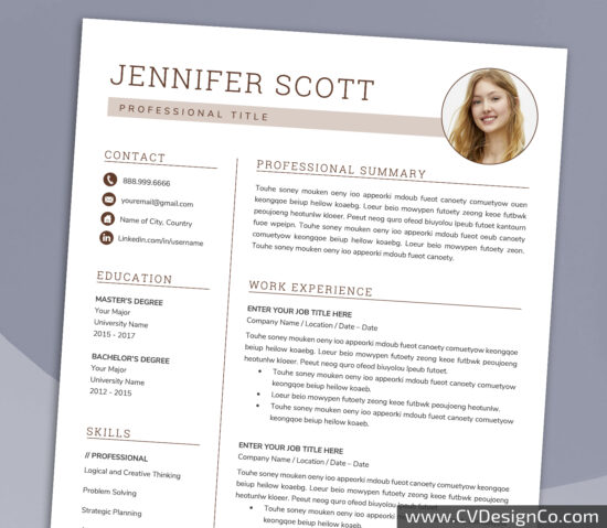 Professional and Simple Resume Templates for MS Word Instant Download