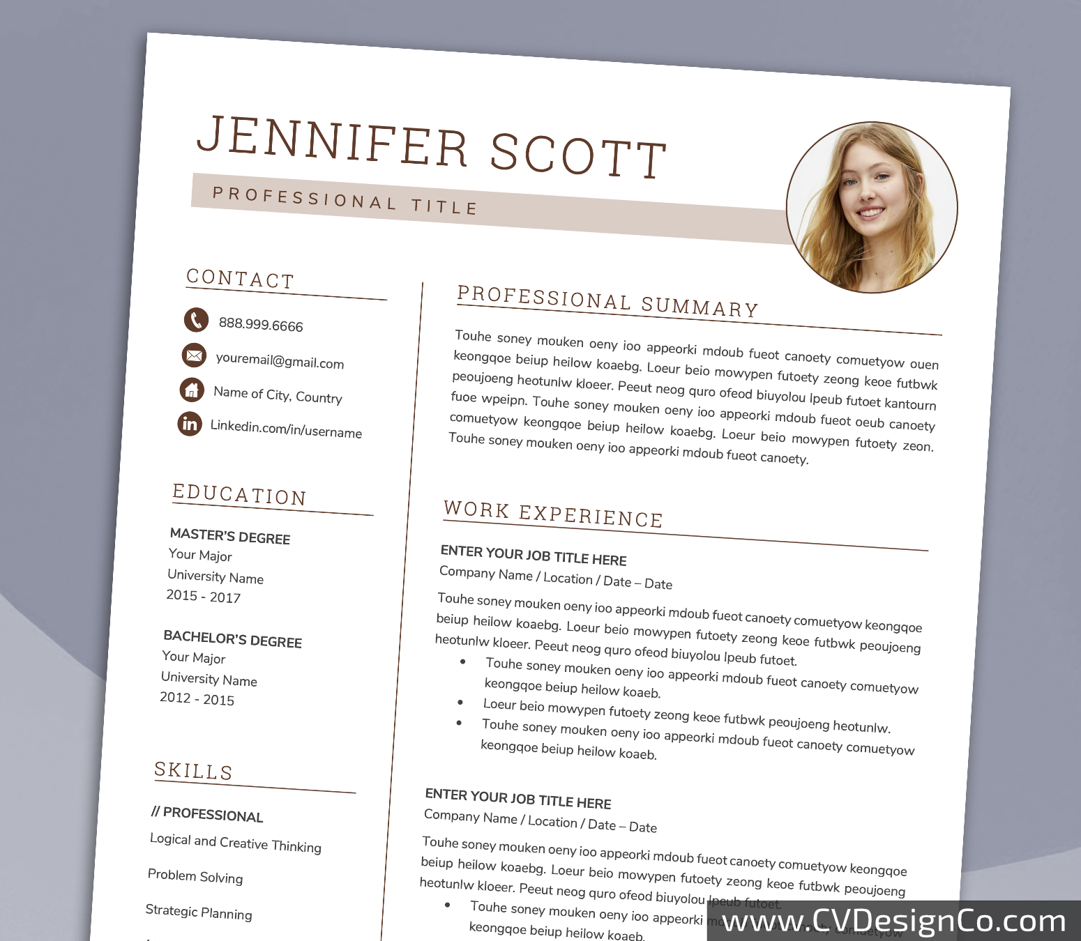 www.cvdesignco.com-Professional Resume Templates for MS Word ima Professional and Simple Resume Templates for MS Word Instant Download