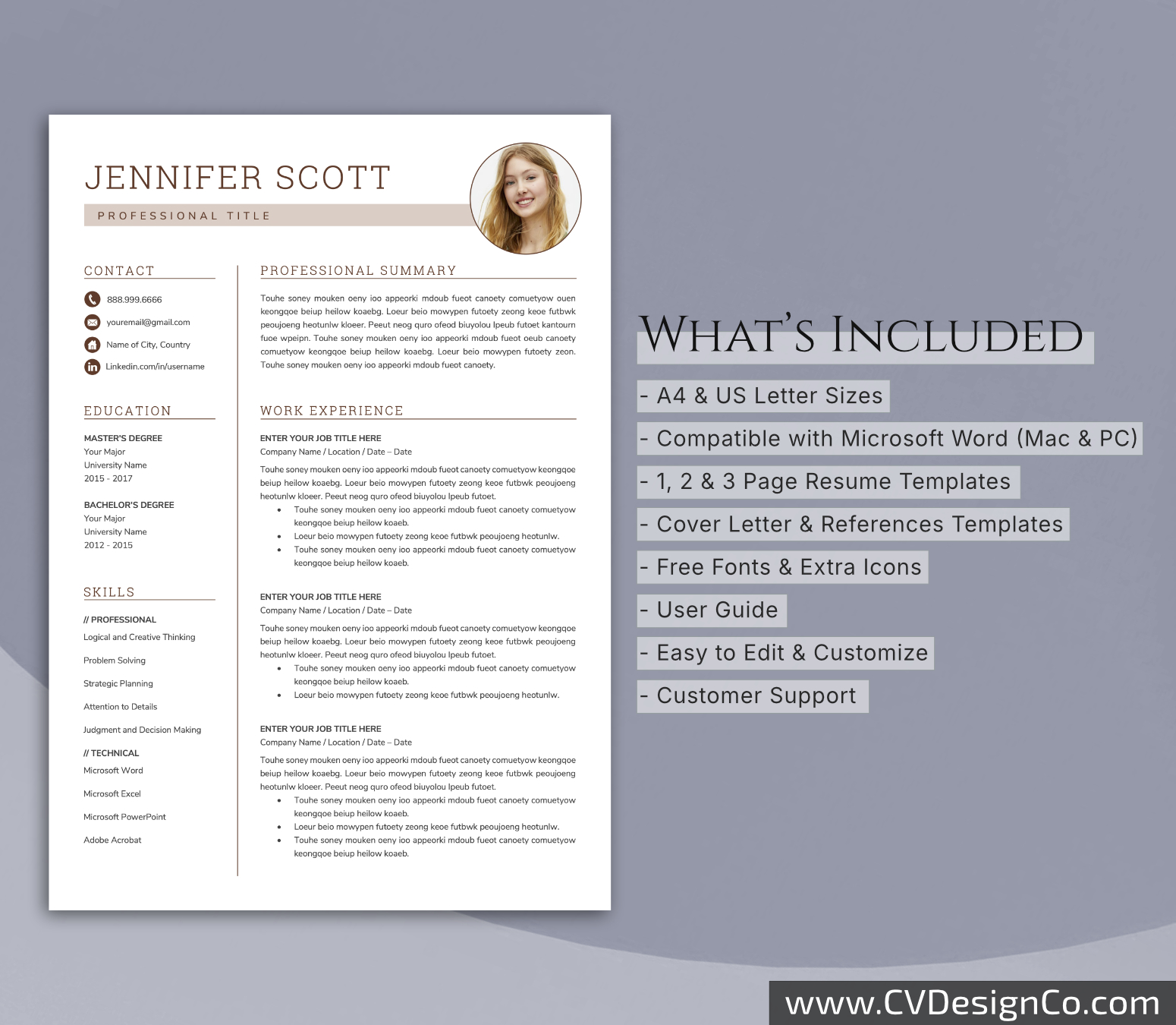 www.cvdesignco.com-Professional Resume Templates for MS Word ima Professional and Simple Resume Templates for MS Word Instant Download