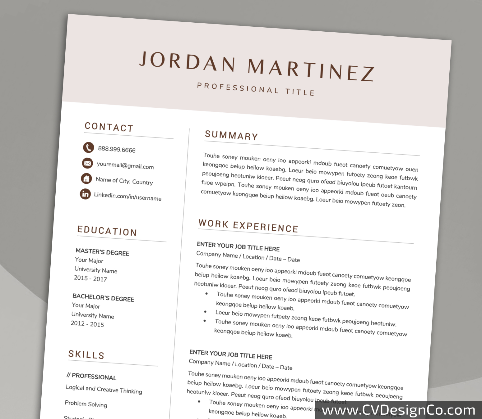 www.cvdesignco.com-Professional Resume Templates for MS Word ima Professional and Simple Resume Templates for MS Word Instant Download