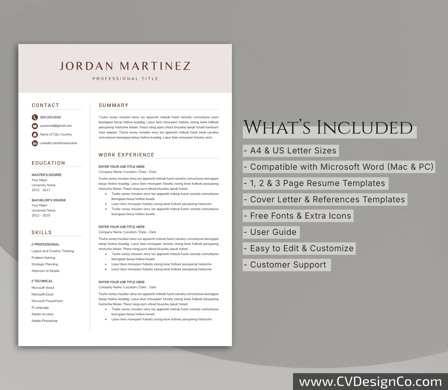 www.cvdesignco.com-Professional Resume Templates for MS Word ima Professional and Simple Resume Templates for MS Word Instant Download