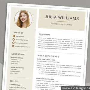 Professional and Simple Resume Templates for MS Word Instant Download