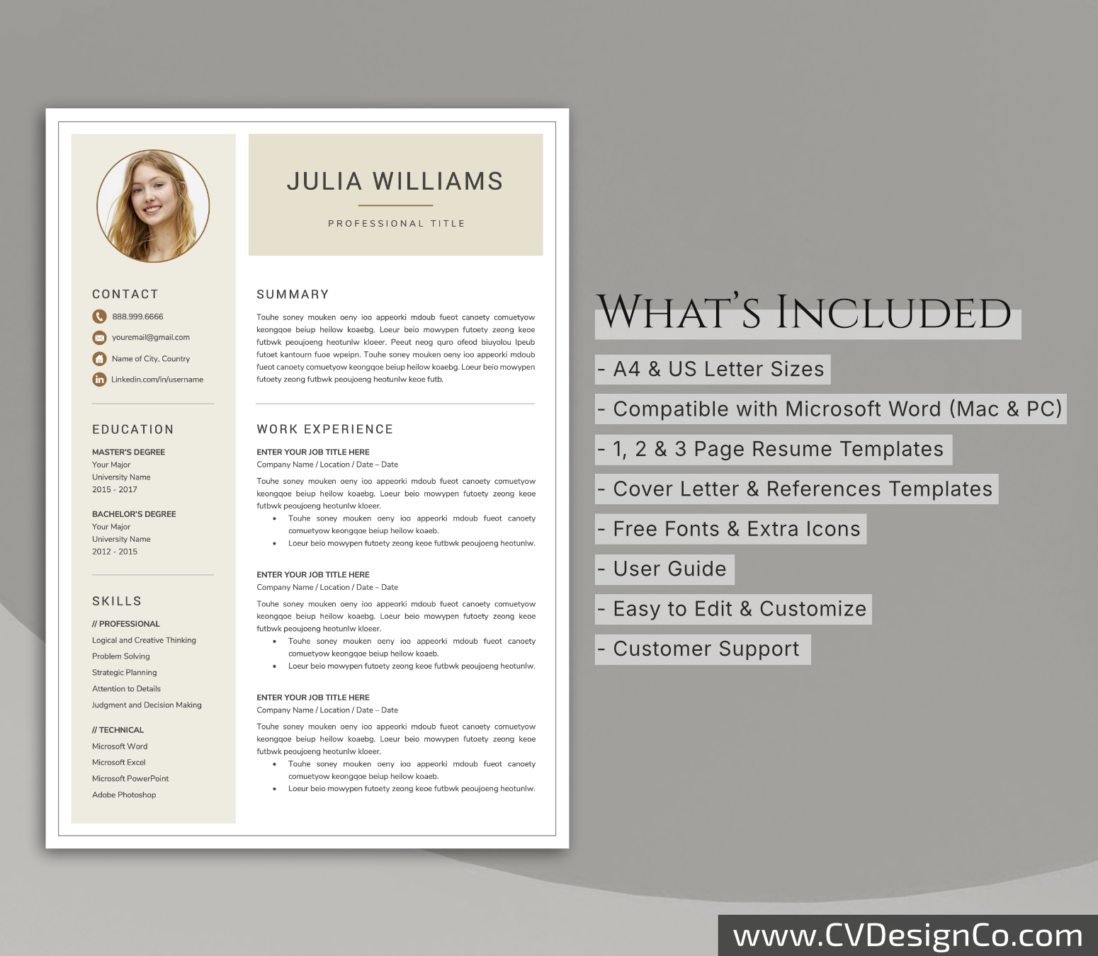 www.cvdesignco.com-Professional Resume Templates for MS Word ima Professional and Simple Resume Templates for MS Word Instant Download