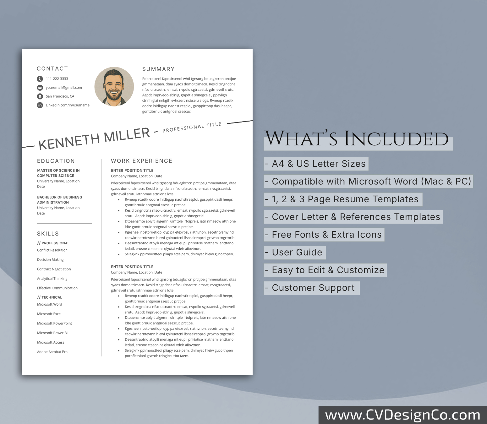 www.cvdesignco.com-Professional Resume Templates for MS Word ima Professional and Simple Resume Templates for MS Word Instant Download