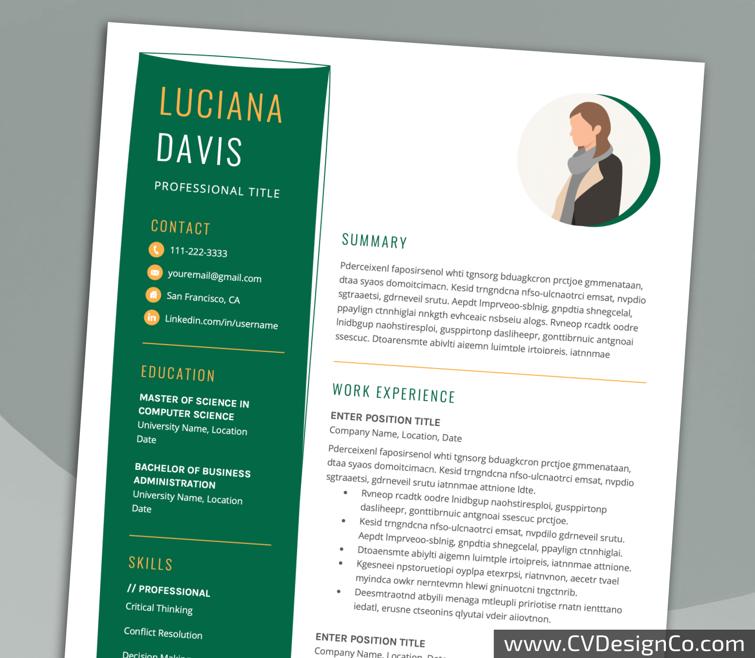 www.cvdesignco.com-Professional Resume Templates for MS Word ima Professional and Simple Resume Templates for MS Word Instant Download