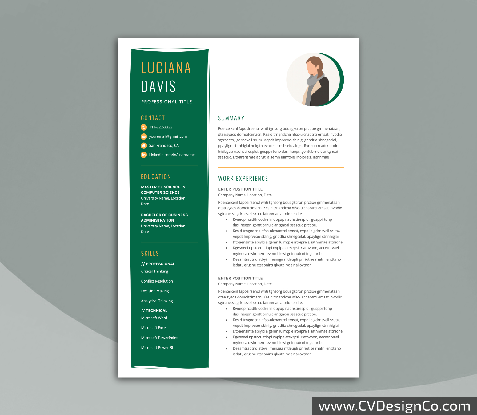 Professional and Simple Resume Templates for MS Word Instant Download
