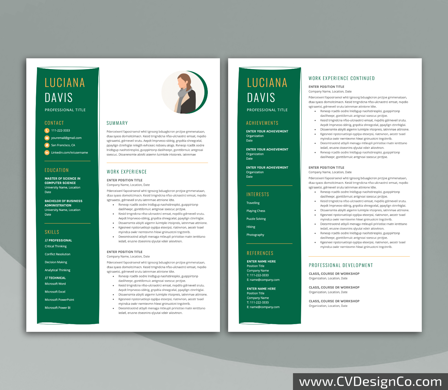 www.cvdesignco.com-Professional Resume Templates for MS Word ima Professional and Simple Resume Templates for MS Word Instant Download