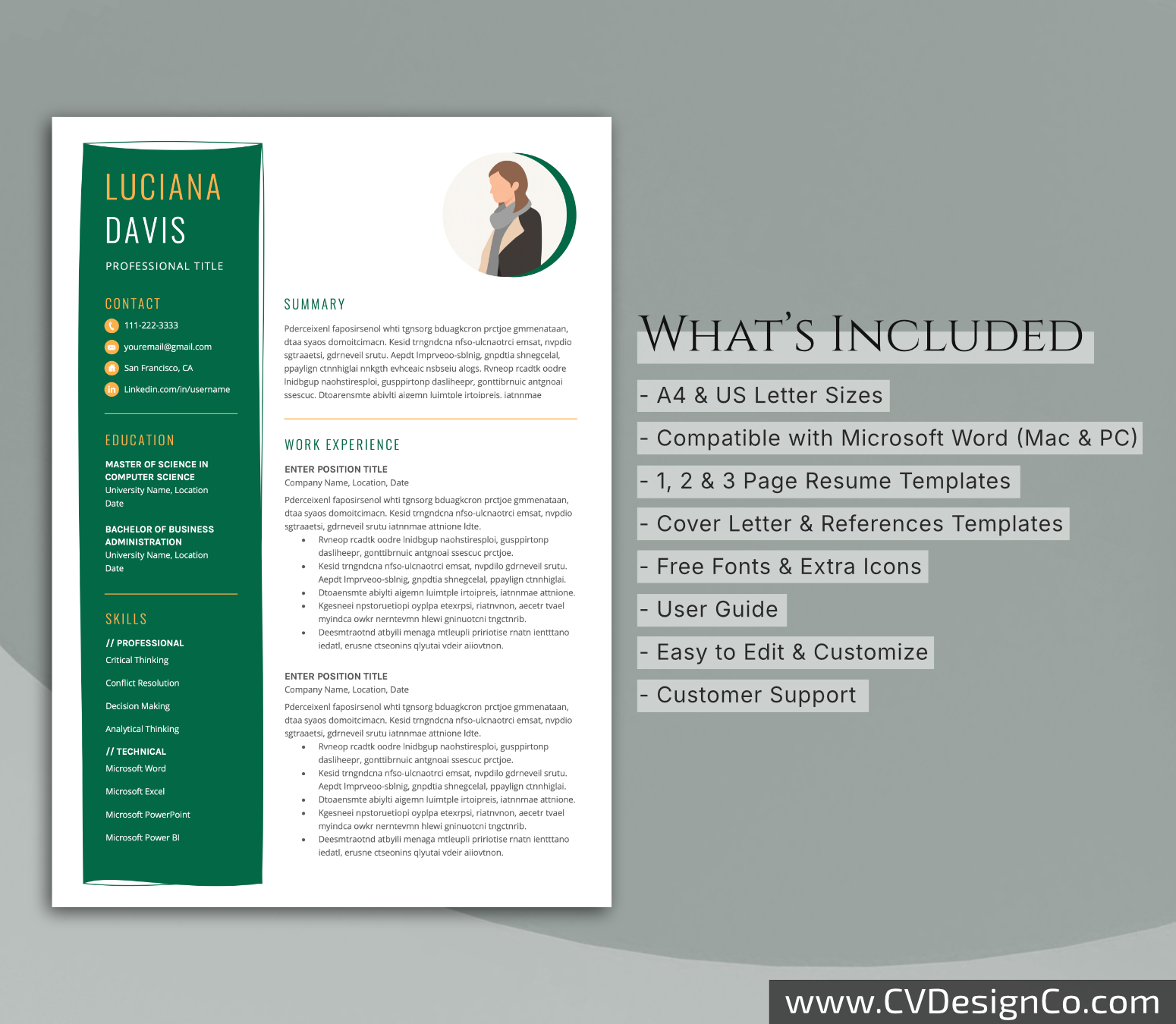 www.cvdesignco.com-Professional Resume Templates for MS Word ima Professional and Simple Resume Templates for MS Word Instant Download