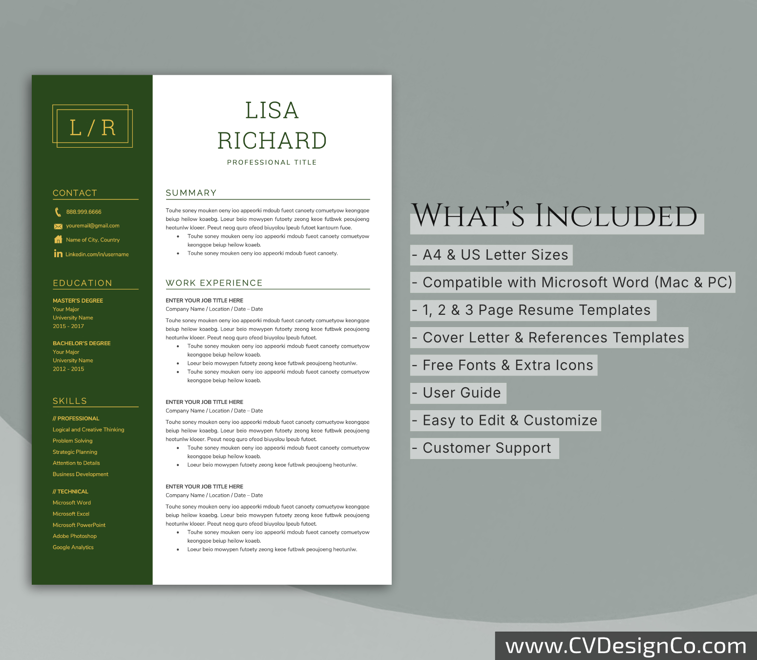 www.cvdesignco.com-Professional Resume Templates for MS Word ima Professional and Simple Resume Templates for MS Word Instant Download