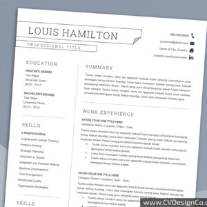Professional and Simple Resume Templates for MS Word Instant Download