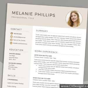 Professional and Simple Resume Templates for MS Word Instant Download