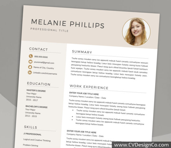 Professional and Simple Resume Templates for MS Word Instant Download