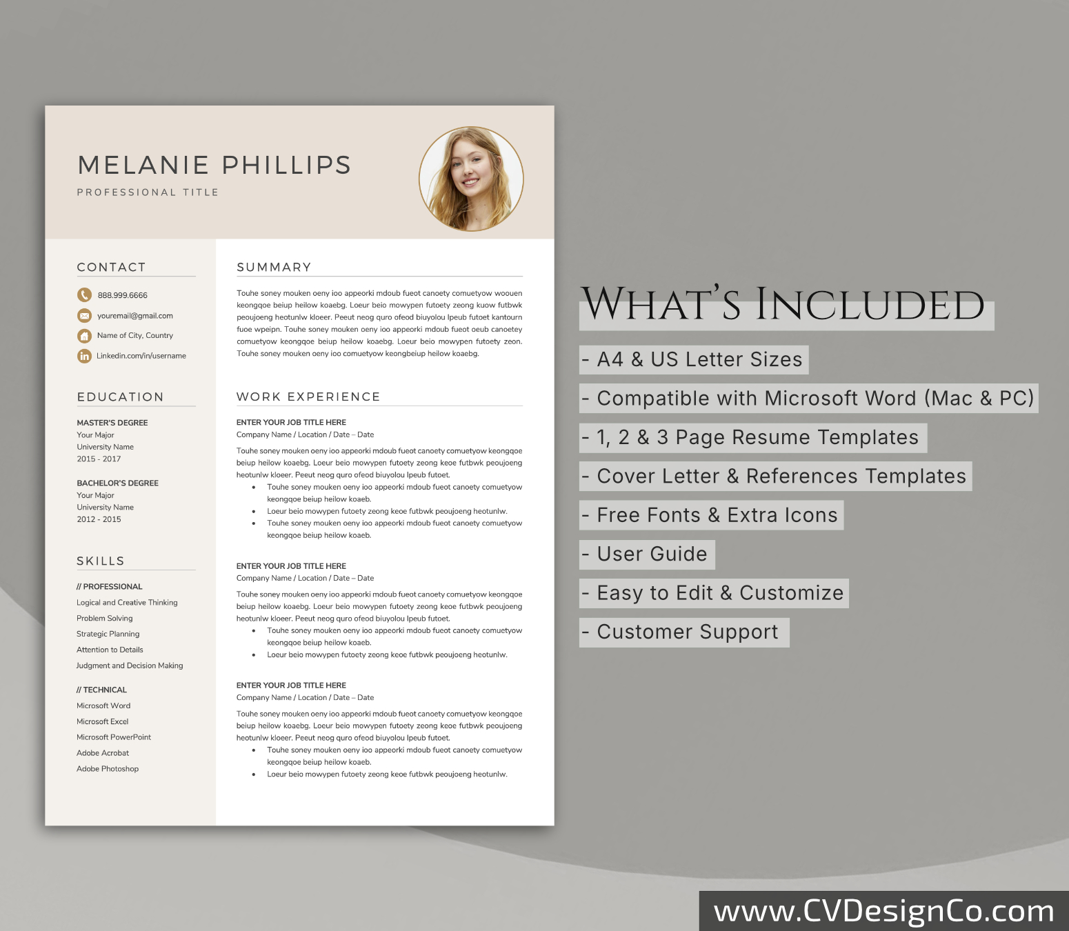 www.cvdesignco.com-Professional Resume Templates for MS Word ima Professional and Simple Resume Templates for MS Word Instant Download